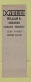 Matchbook Cover - William Shearer General Assembly Election