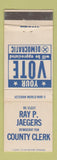 Matchbook Cover - Ray Jaegers County Clerk Election