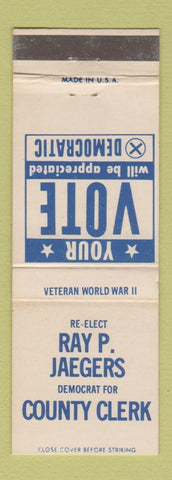 Matchbook Cover - Ray Jaegers County Clerk Election
