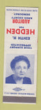 Matchbook Cover - Edith Hedden Auditor Knox County election