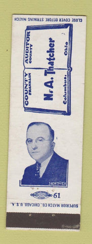 Matchbook Cover - NA Thatcher County Auditor Franklin Columbus OH election