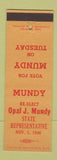 Matchbook Cover - Opal Mundy State Representative Election 1946