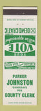 Matchbook Cover - Parker Johnston County Clerk Election