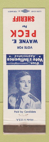 Matchbook Cover - Wayne Peck Sheriff Election WEAR