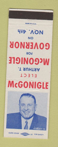 Matchbook Cover - Arthur McGonigle Governor Election PA Pennsylvania