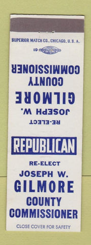 Matchbook Cover - Joseph Gilmore County Commissioner Election
