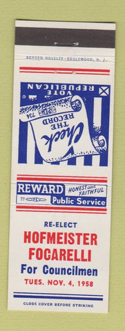Matchbook Cover - Hofmeister Focarelli Councilman Election 1958
