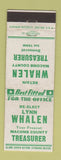 Matchbook Cover - Lynn Whalen Macomb County Treasurer Election