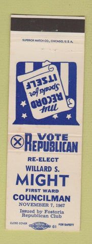 Matchbook Cover - Willard Might Councilman Election 1967
