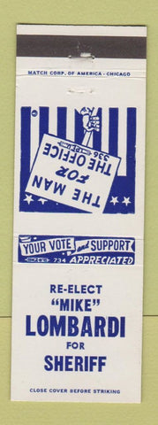 Matchbook Cover - Mike Lombardi Sheriff Election