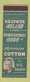 Matchbook Cover - Cotton for US Senator Election Concord NH DD Bean