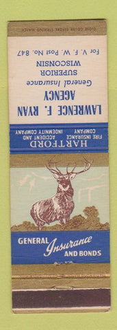 Matchbook Cover - Hartford Insurance Lawrence Ryan Superior WI