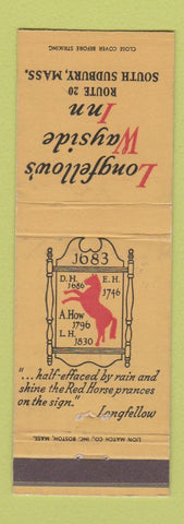 Matchbook Cover - Longfellow's Wayside Inn South Sudbury MA