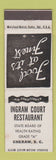 Matchbook Cover - Ingram Court Restaurant Cheraw SC WEAR