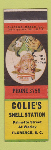 Matchbook Cover - Colie's Shell oil gas Florence SC