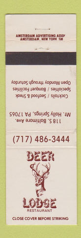 Matchbook Cover - Deer Lodge Restaurant Mount Holly Springs PA WEAR