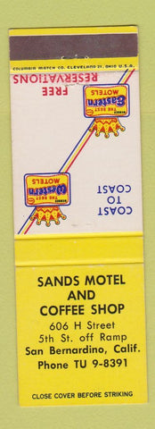 Matchbook Cover - Sands Motel Coffee Shop Best Western San Bernardino CA