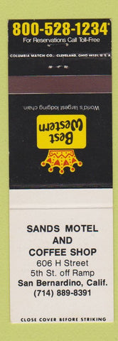 Matchbook Cover - Sands Motel Coffee Shop Best Western San Bernardino CA