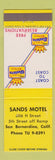 Matchbook Cover - Sands Motel Coffee Shop Best Western San Bernardino CA