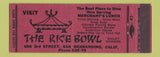 Matchbook Cover - The Rice Bowl San Bernardino CA Full Length