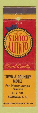 Matchbook Cover - Town and Country Motel Allendale SC Quality Courts