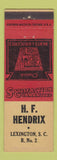 Matchbook Cover - HF Hendrix Grocery Lexington SC