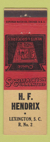Matchbook Cover - HF Hendrix Grocery Lexington SC