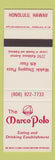 Matchbook Cover - Marco Polo Restaurant Honolulu Hawaii SAMPLE