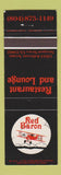 Matchbook Cover - Red Baron Restaurant Lounge Newport News VA