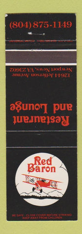 Matchbook Cover - Red Baron Restaurant Lounge Newport News VA