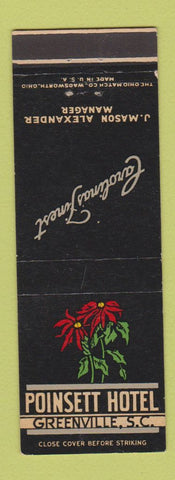 Matchbook Cover - Poinsett Hotel Greenville SC