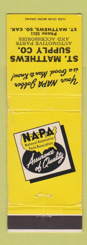 Matchbook Cover - NAPA Auto Parts St Matthews SC WEAR
