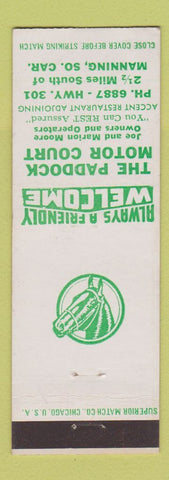 Matchbook Cover - Paddock Motor Court Manning SC motel