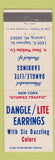 Matchbook Cover - Dangle Lite Earrings Lansing MI Dean Watkins