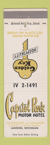 Matchbook Cover - Capitol Park Motor Hotel Lansing MI