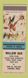 Matchbook Cover - Willow Bar Lansing MI pizza