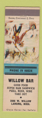 Matchbook Cover - Willow Bar Lansing MI pizza