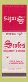 Matchbook Cover - Scofes Restaurant Lansing MI