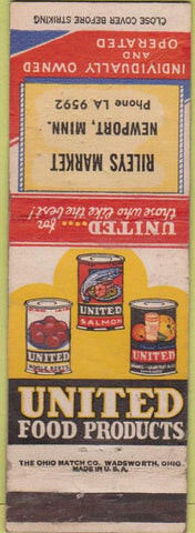 Matchbook Cover - Riley's Market Newport MN canned food WORN
