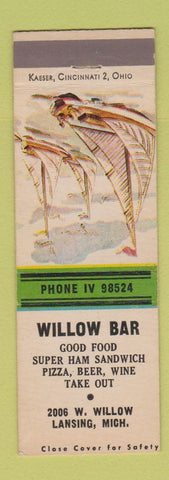 Matchbook Cover - Willow Bar Lansing MI pizza