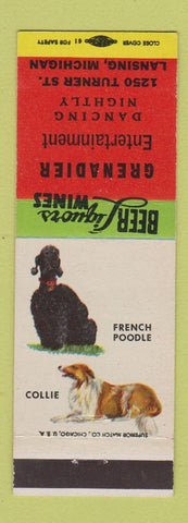 Matchbook Cover - Grenadier Lansing MI French Poodle Collie