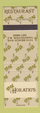 Matchbook Cover - Horatio's Restaurant Vancouver BC
