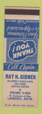 Matchbook Cover - Ray Gidner Hi Speed oil gas Lee Tires Lansing MI