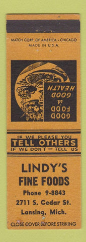 Matchbook Cover - Lindy's Restaurant Lansing MI