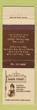 Matchbook Cover - Baker Street Restaurant West Chicago IL