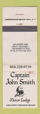 Matchbook Cover - Captain John Smith Motor Lodge Williamsburg VA WEAR