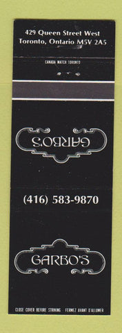 Matchbook Cover - Garbo's Toronto ON