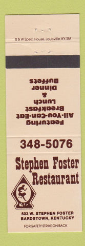 Matchbook Cover - Stephen Foster Restaurant Bardstown KY