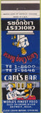 Matchbook Cover - Carl's Bar Detroit MI WEAR
