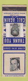 Matchbook Cover - Thank You Call Again CUSTOM Leo Bertha? WEAR